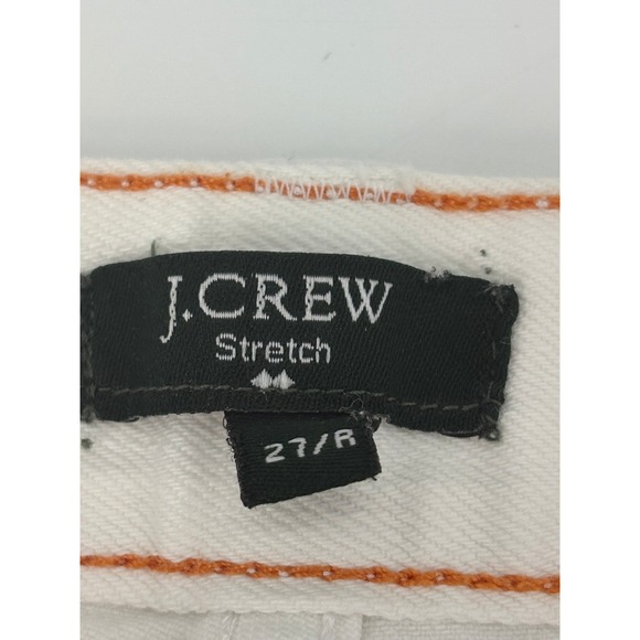 J. Crew White Stretch Denim Jeans Embellished Kiss Back‎ Pocket Women 27R - Picture 5 of 12